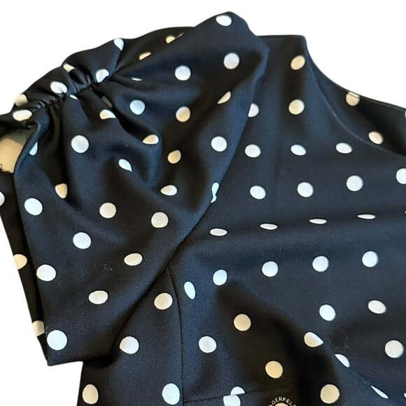 Karl Lagerfeld Black White Polka Dot Dress Short Puff Sleeve Shift Size 10 NWT - Picture 3 of 13